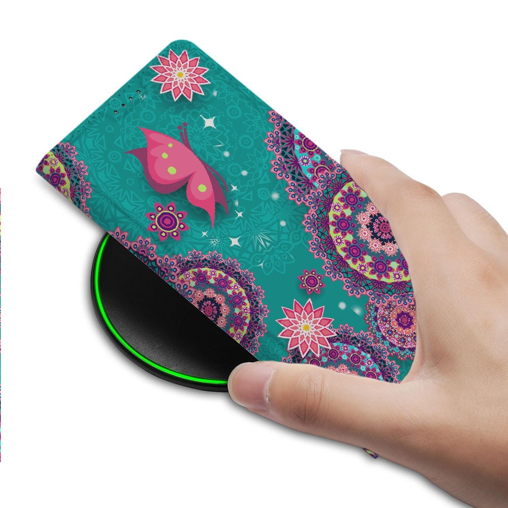 Samsung Galaxy S26 Plus Standcase Hoesje Cirkels en Vlinders Vooraanzicht.