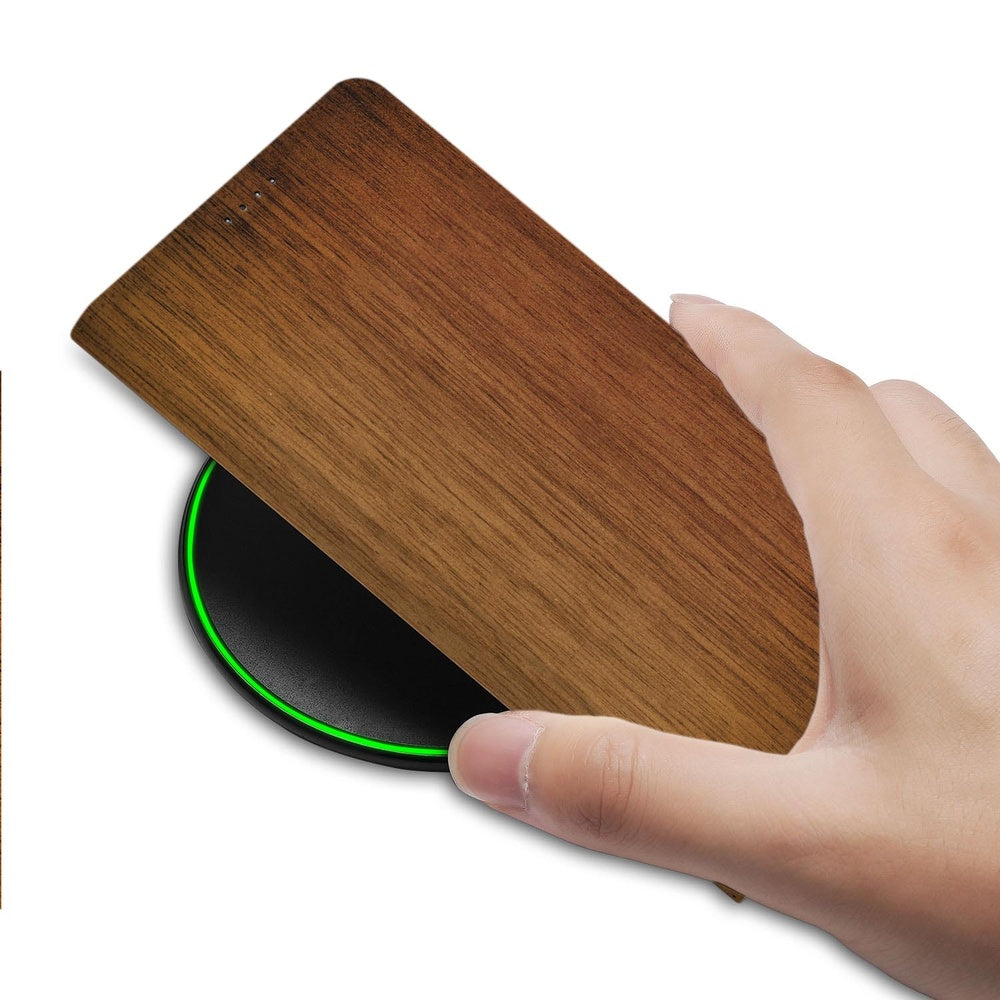 Samsung Galaxy S26 Plus Standcase Hoesje Donker Hout Vooraanzicht.