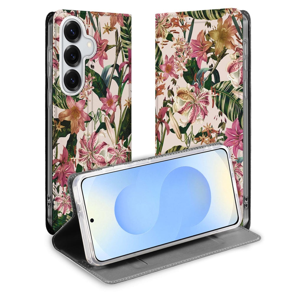 Samsung Galaxy S26 Plus Book Case Flowers book case bloemenprint vooraanzicht.
