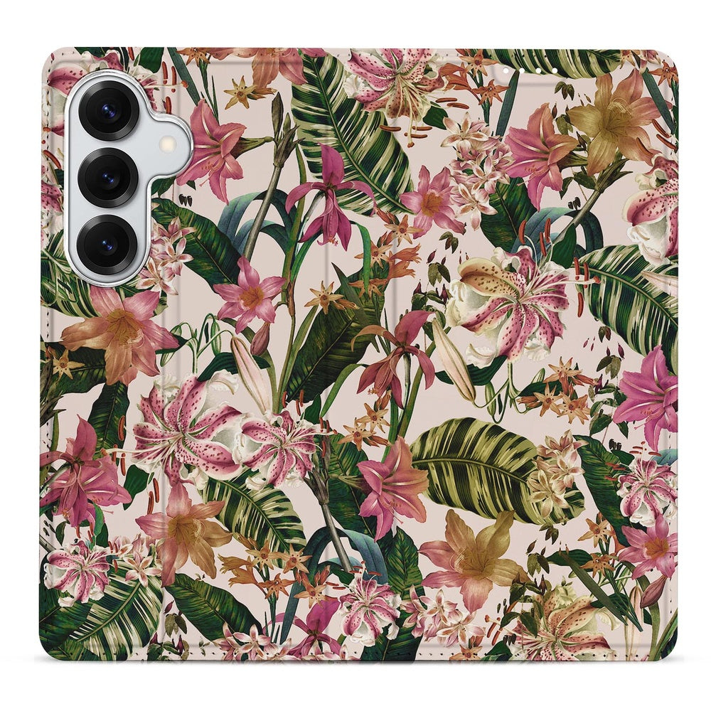 Samsung Galaxy S26 Plus Book Case Flowers bloemenprint detail.