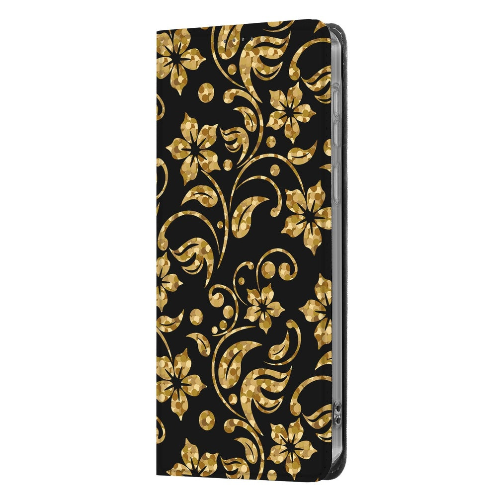 Samsung Galaxy S26 Plus Book Wallet Case Gouden BloemenBC vooraanzicht.