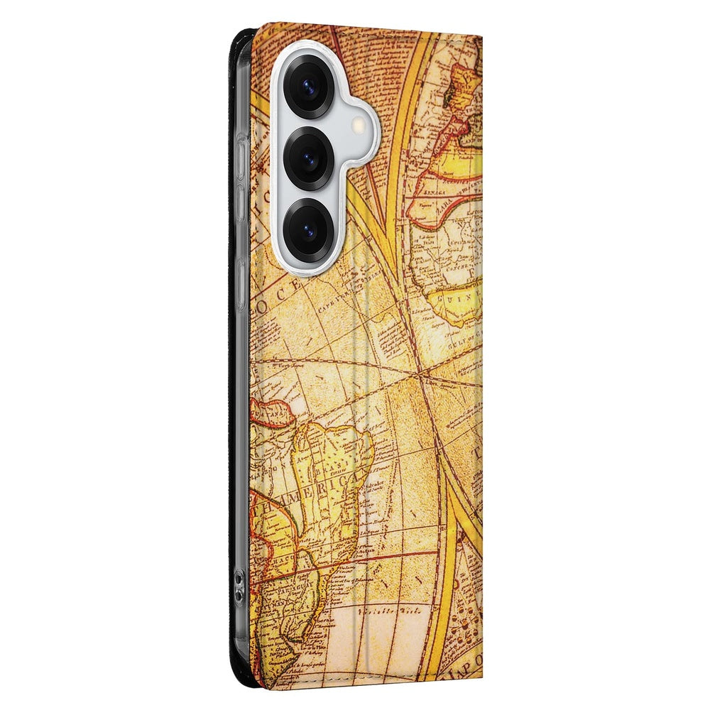 Samsung Galaxy S26 Plus Book Cover Kompas Oud kaart vooraanzicht.