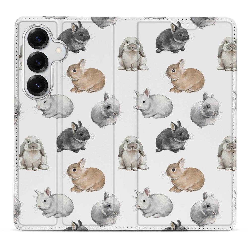 Samsung Galaxy S26 Plus Bookcase Konijntjes konijnen print voorkant.