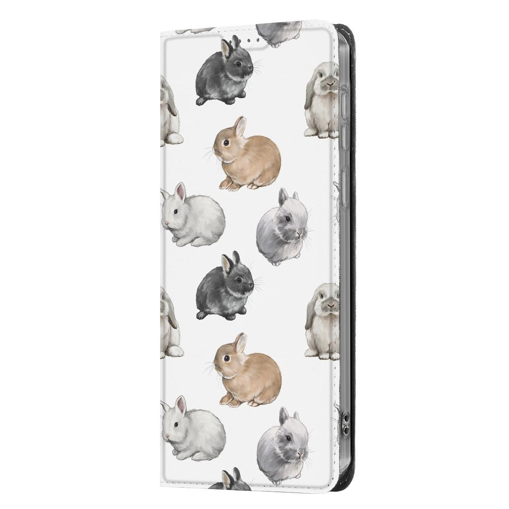 Samsung Galaxy S26 Plus Bookcase Konijntjes konijnen design zijaanzicht.