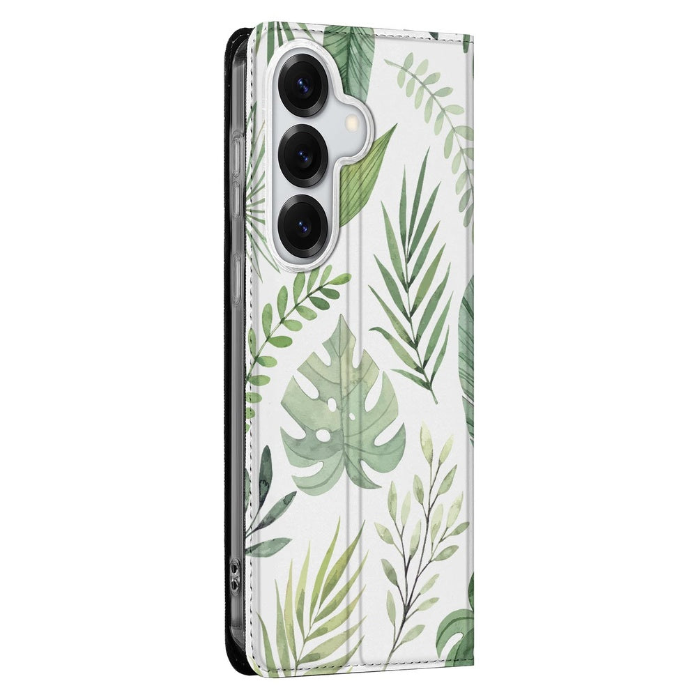 Samsung Galaxy S26 Plus Telefoonhoesje Leaves voorkant met bladprint.