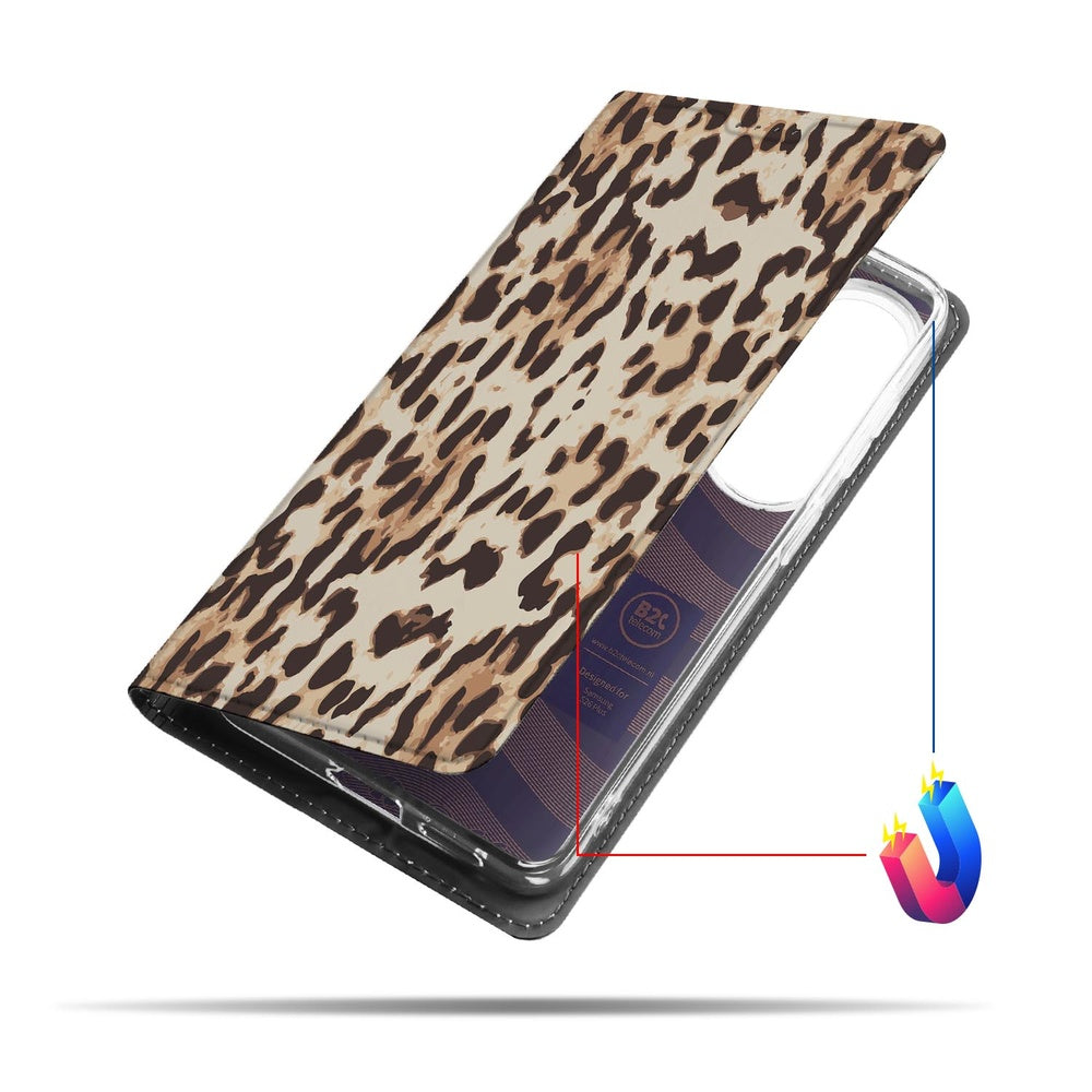 Samsung Galaxy S26 Plus Book Wallet Case Leopard Vooraanzicht.