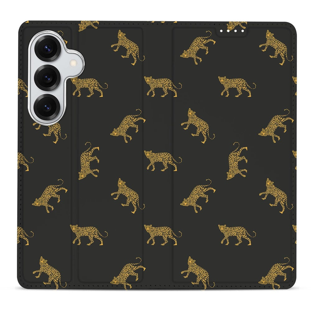 Samsung Galaxy S26 Plus Book Case Leopards detail donkergrijze luipaardprint.