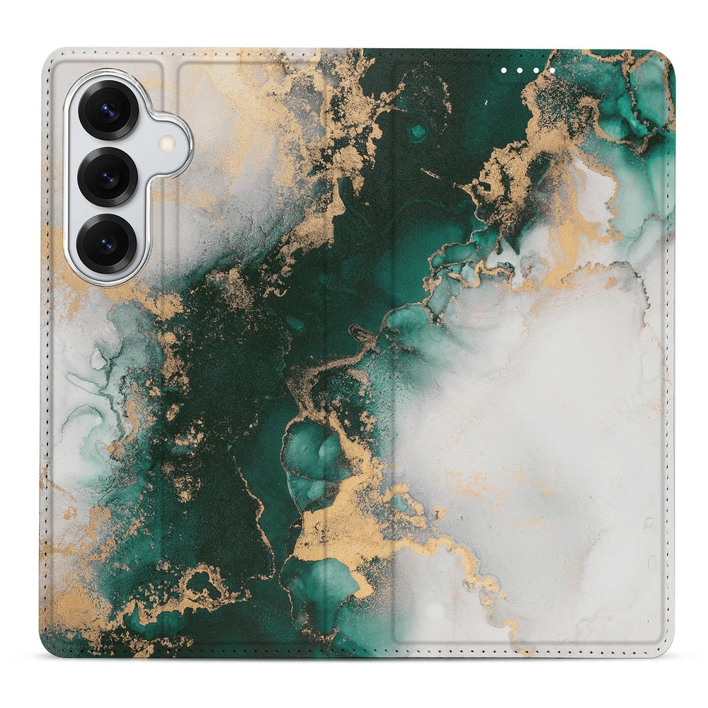 Samsung Galaxy S26 Plus Bookcase Wallet Case Marmer Groen Vooraanzicht.