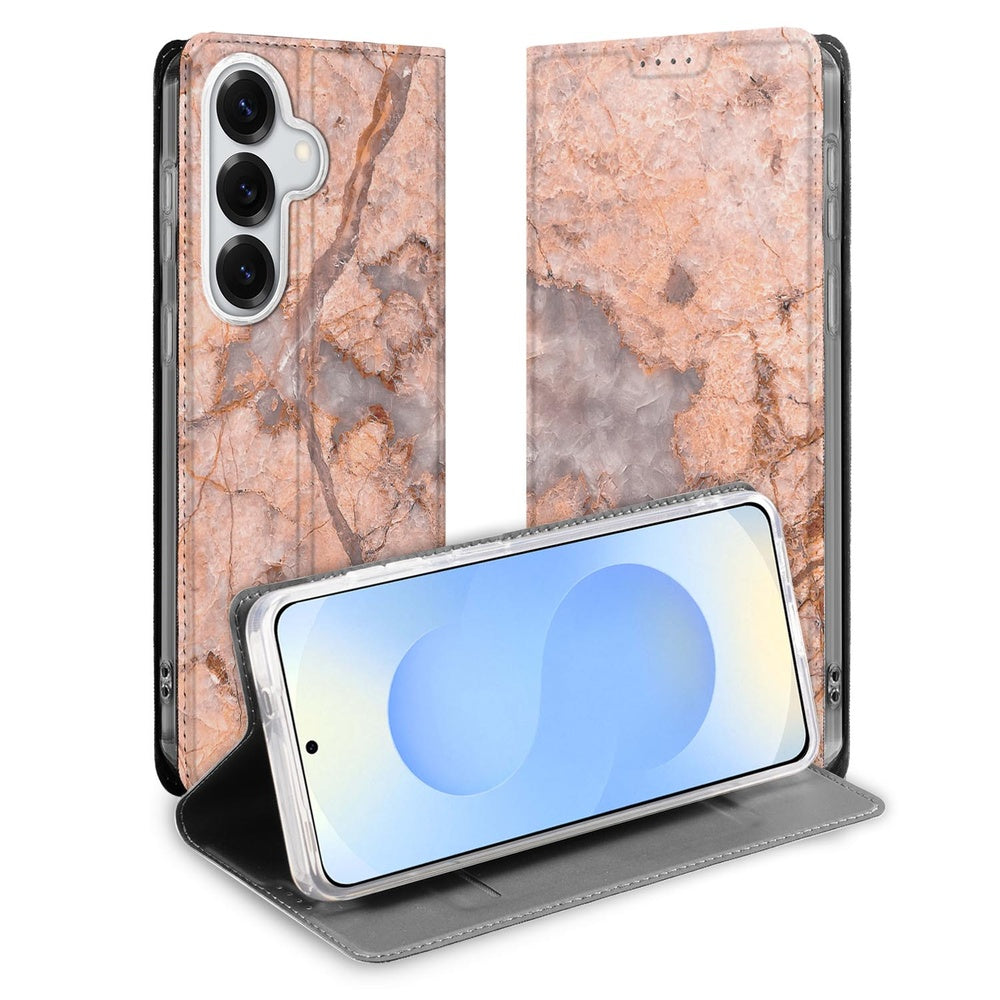 Samsung Galaxy S26 Plus Telefoonhoesje Marmer Oranje Vooraanzicht.