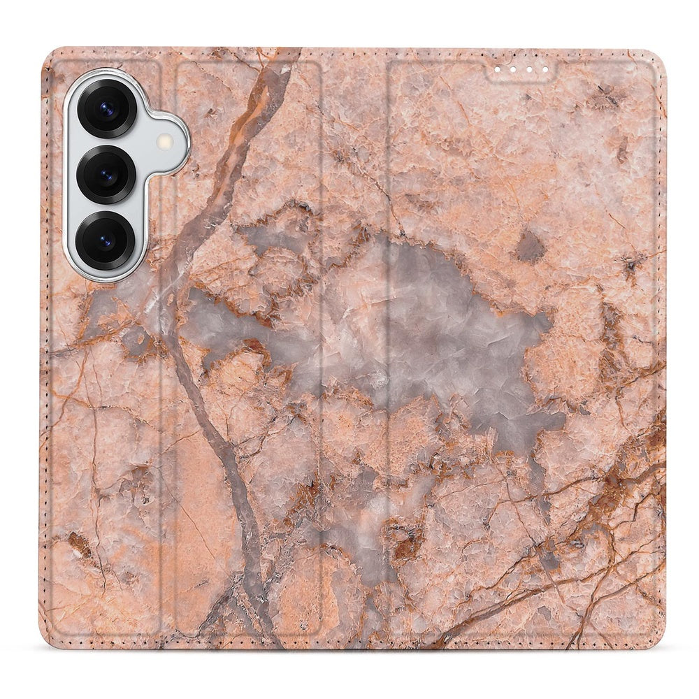Samsung Galaxy S26 Plus Telefoonhoesje Marmer Oranje Vooraanzicht.