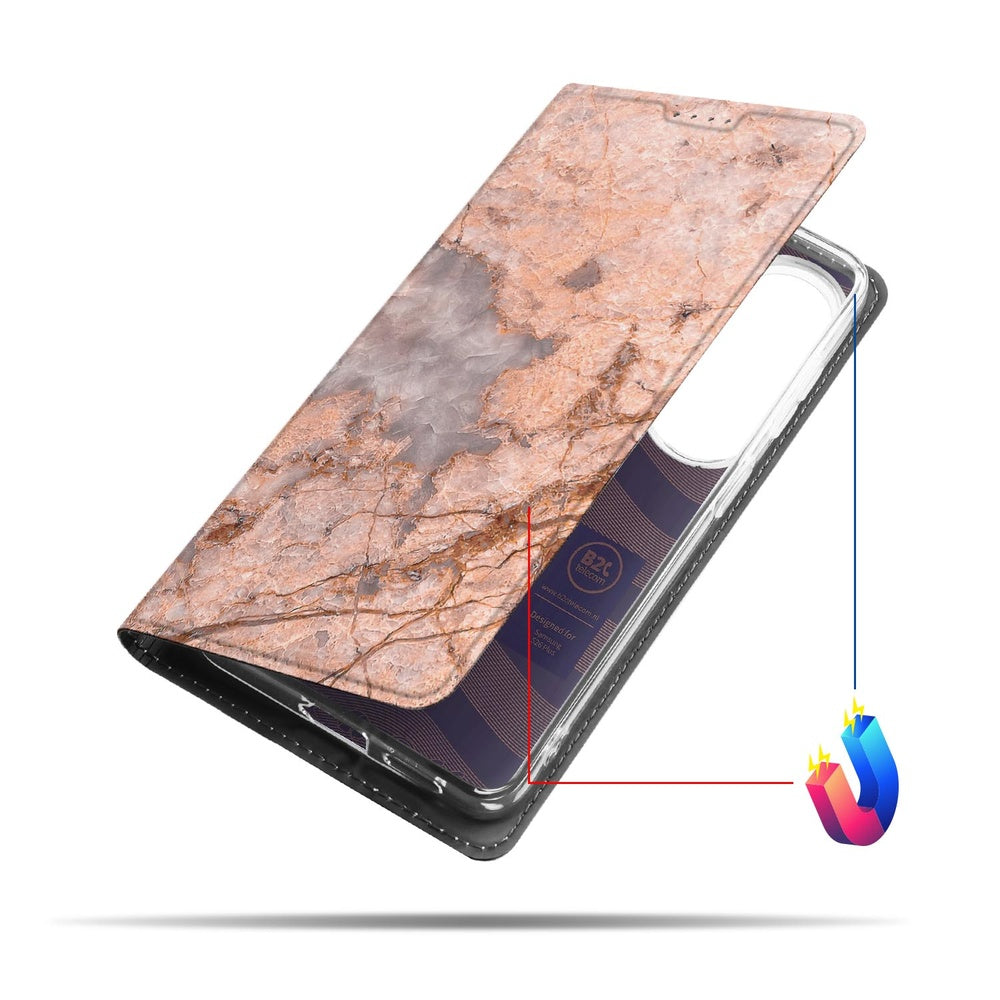Samsung Galaxy S26 Plus Telefoonhoesje Marmer Oranje Vooraanzicht.
