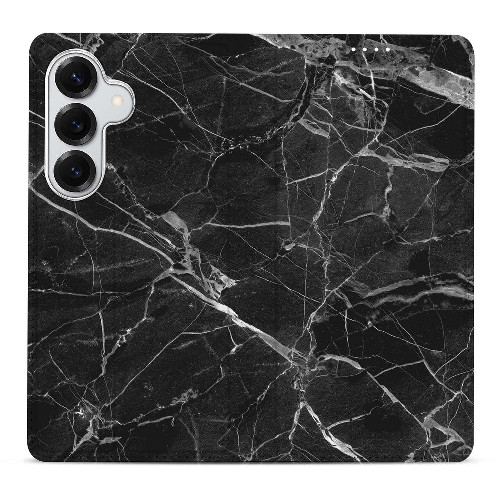 Samsung Galaxy S26 Plus Book Wallet Case Marmer Zwart Aanzicht.