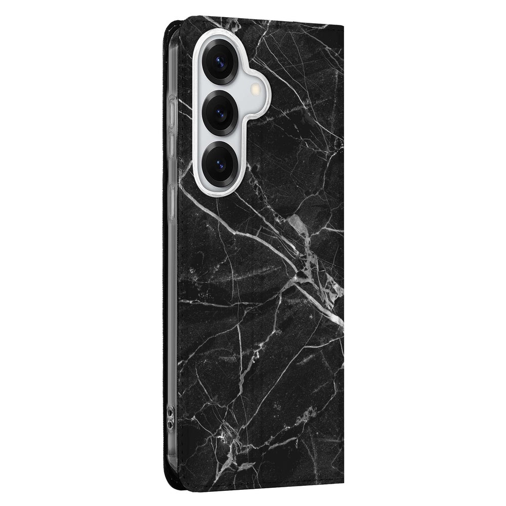Samsung Galaxy S26 Plus Book Wallet Case Marmer Zwart Vooraanzicht.