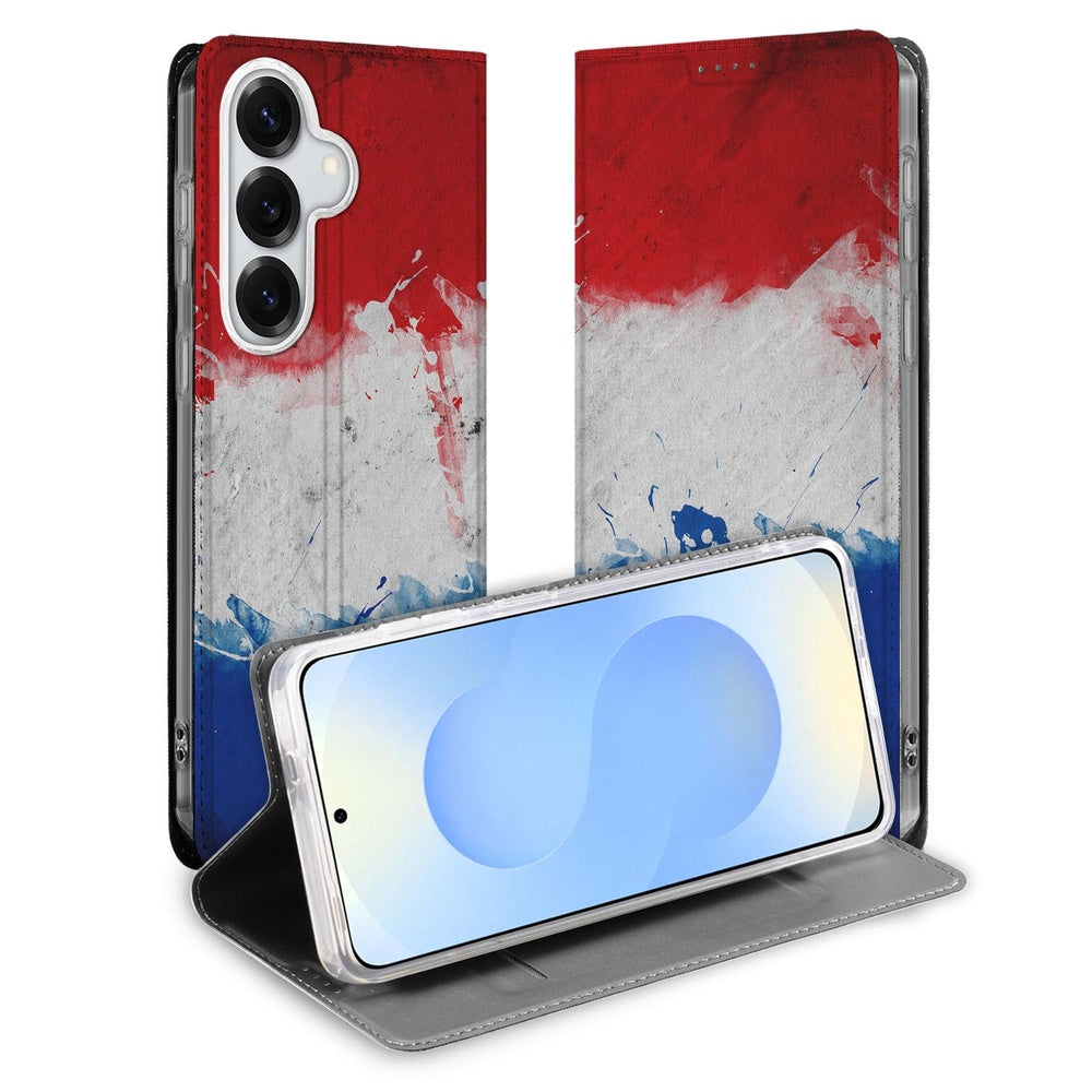 Samsung Galaxy S26 Plus Book Wallet Case Nederland met Nederlandse vlag Vooraanzicht.