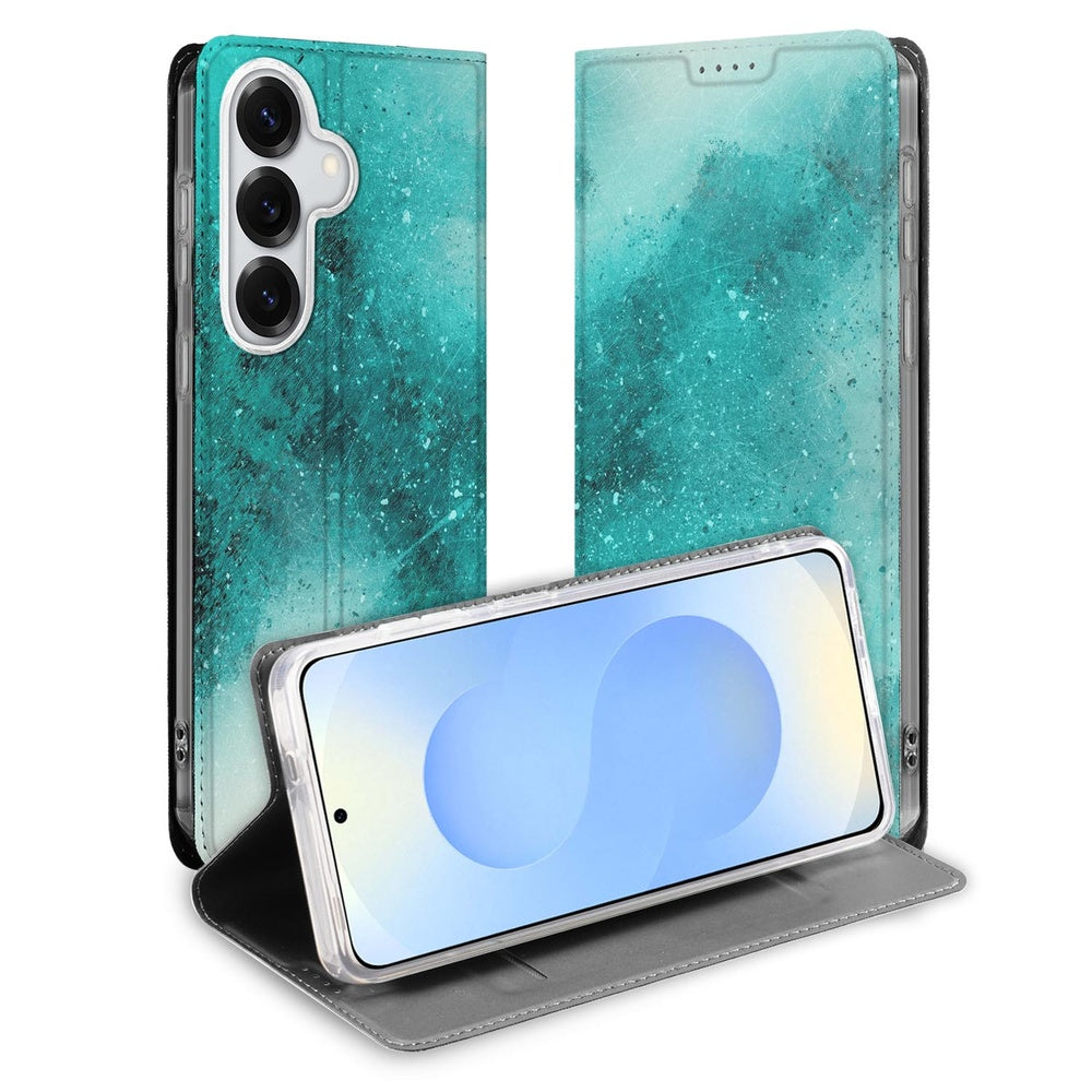 Samsung Galaxy S26 Plus Book Cover Painting Blue Vooraanzicht.