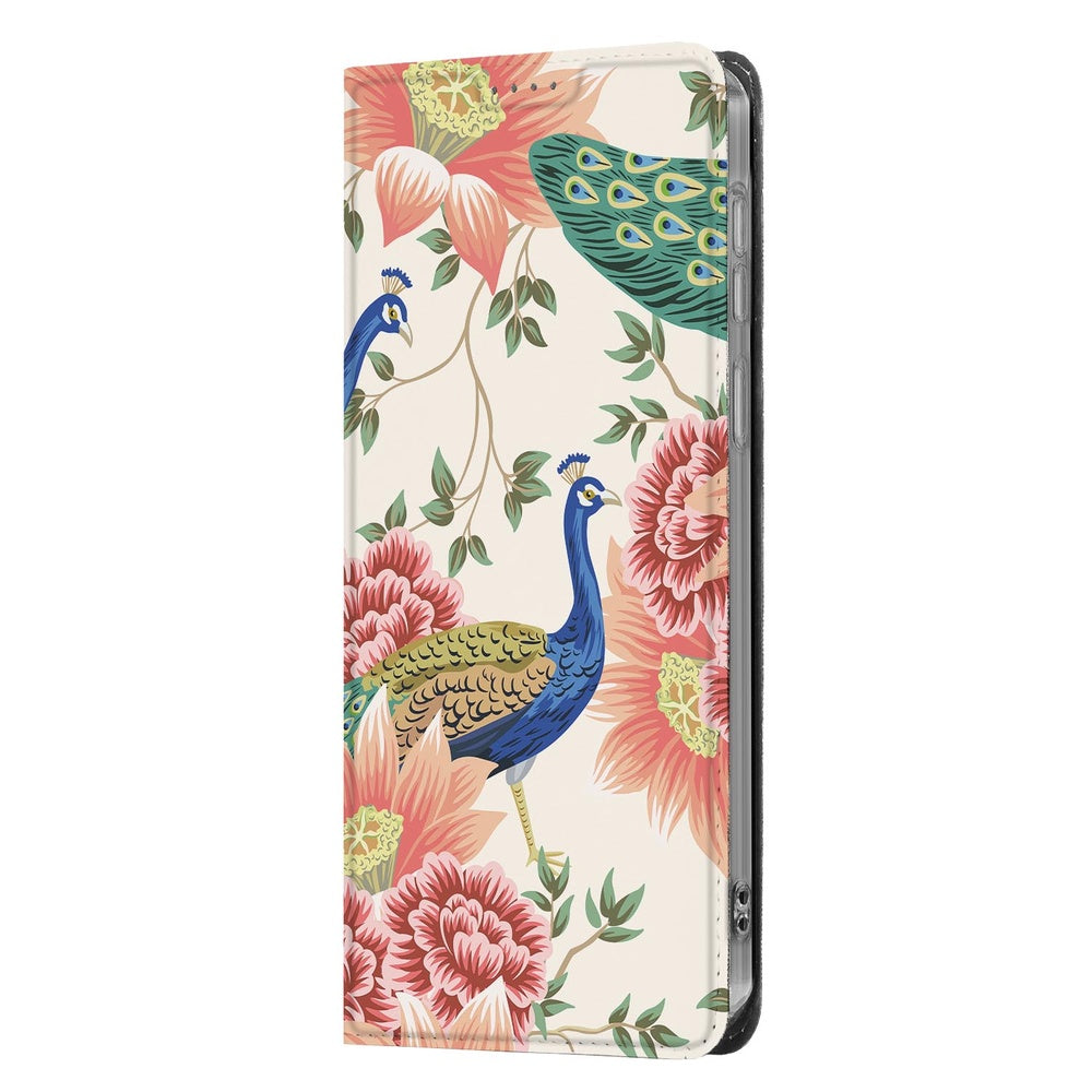 Samsung Galaxy S26+ Book Wallet Case Pink Peacock Vooraanzicht.