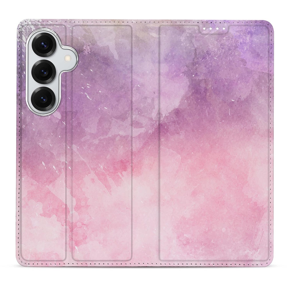 Samsung Galaxy S26+ Book Wallet Case Pink Purple Paint Vooraanzicht.