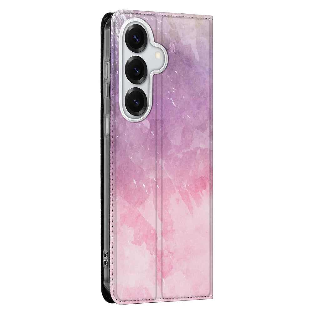 Samsung Galaxy S26+ Book Wallet Case Pink Purple Paint Vooraanzicht.
