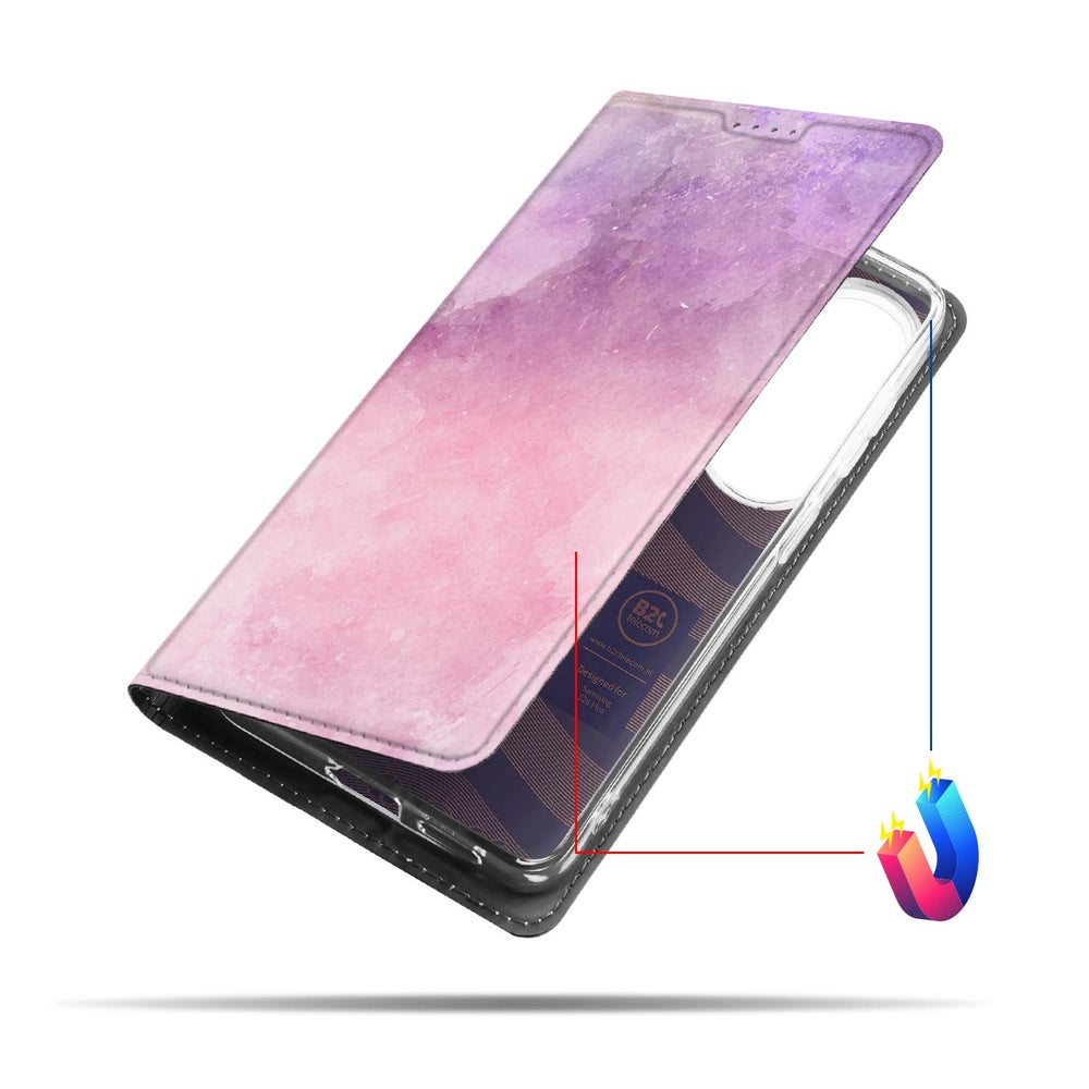 Samsung Galaxy S26+ Book Wallet Case Pink Purple Paint Vooraanzicht.