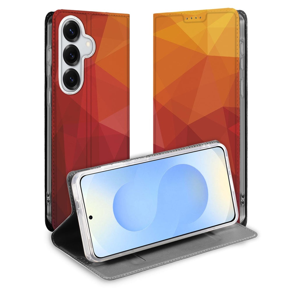 Samsung Galaxy S26+ Book Cover Polygon Red Vooraanzicht.