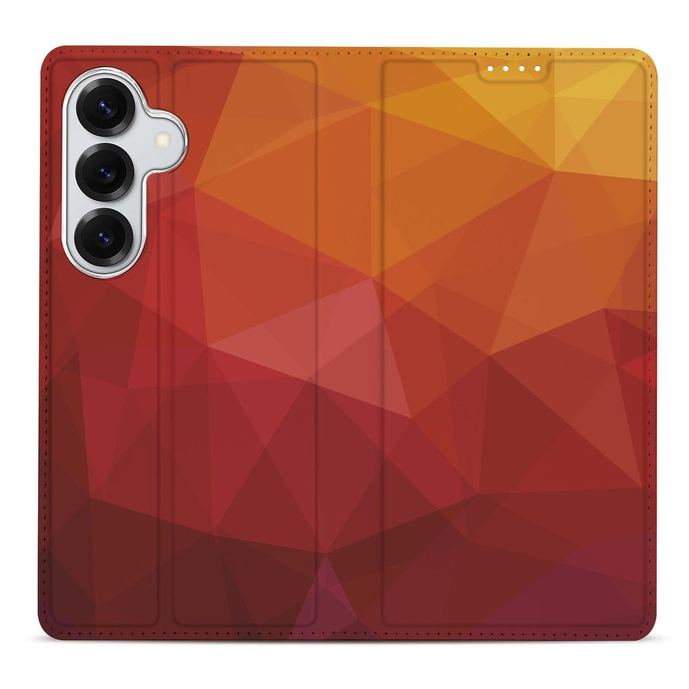 Samsung Galaxy S26+ Book Cover Polygon Red Vooraanzicht.