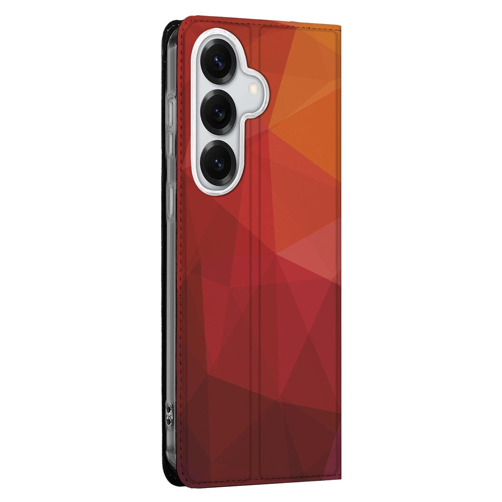 Samsung Galaxy S26+ Book Cover Polygon Red Vooraanzicht.