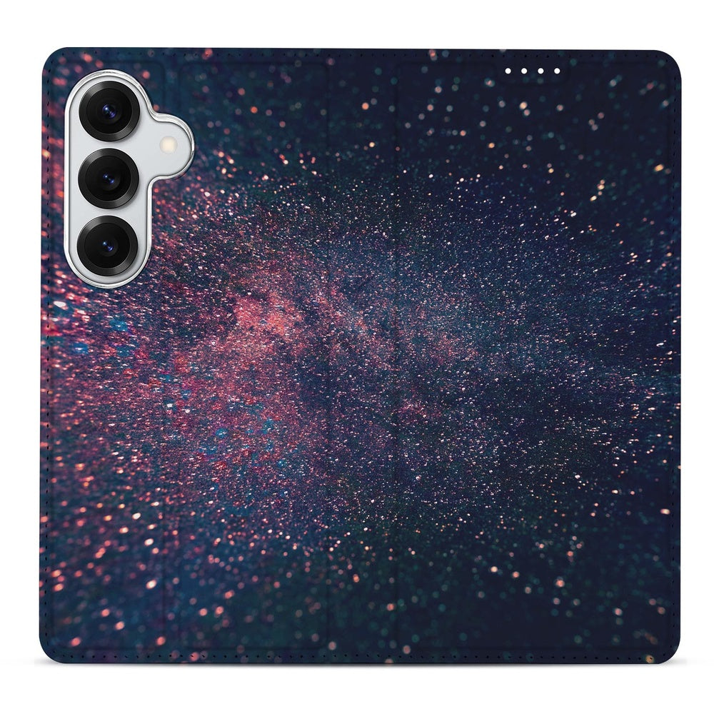 Samsung Galaxy S26 Plus Book Case Stars design kunstzinnig sterrenpatroon vooraanzicht.