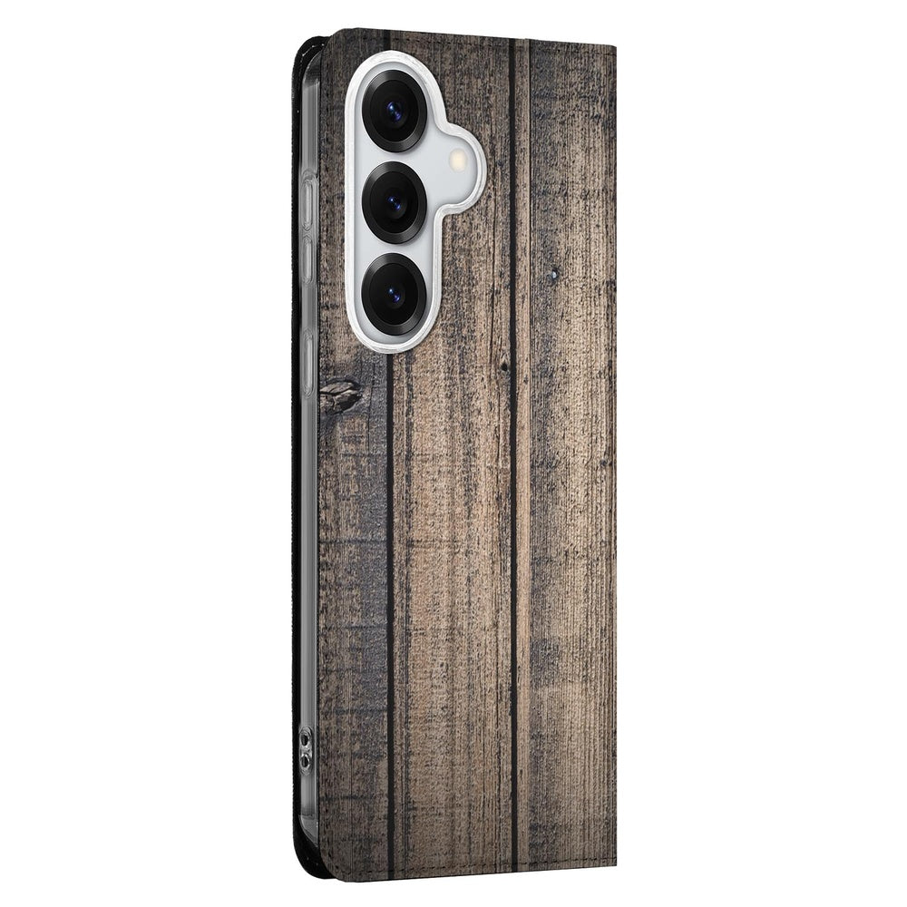 Samsung Galaxy S26 Plus Book Cover Steigerhout Vooraanzicht.