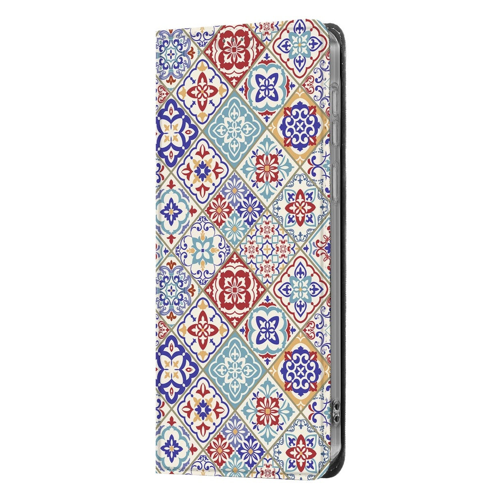Samsung Galaxy S26 Plus Book Wallet Case Tiles Color zijaanzicht.