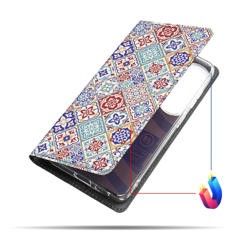 Samsung Galaxy S26 Plus Book Wallet Case Tiles Color Vooraanzicht.