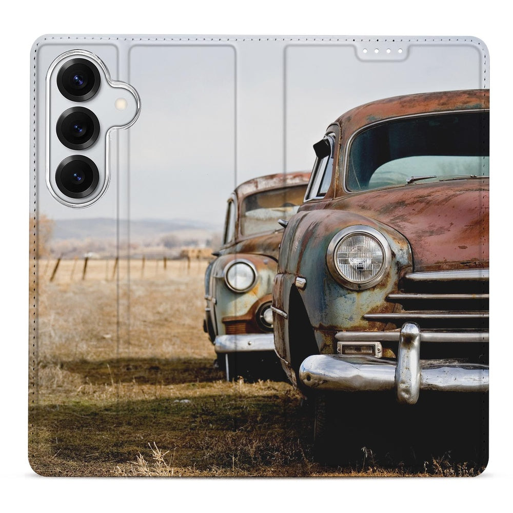 Samsung Galaxy S26 Plus Book Cover Vintage Auto Vintage Auto-print vooraanzicht.