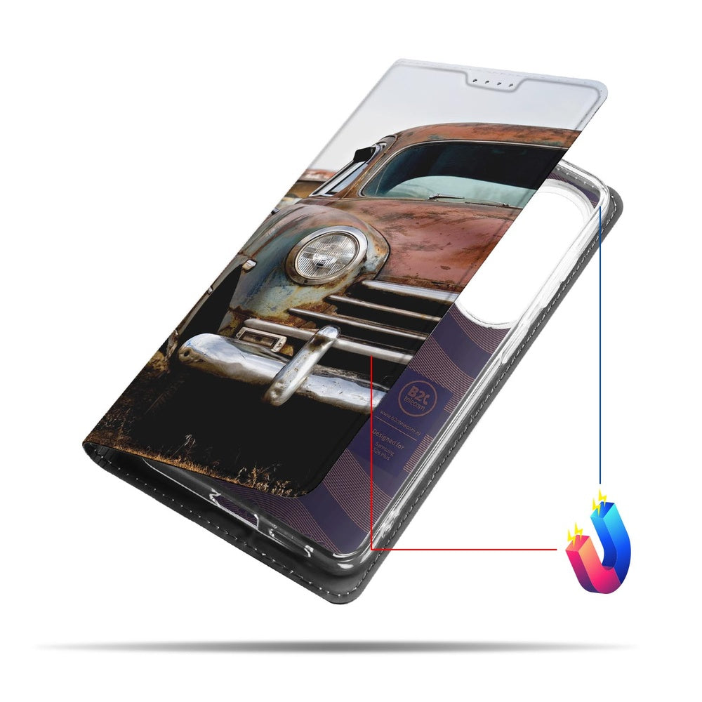 Samsung Galaxy S26 Plus Book Cover Vintage Auto Voorzijde Vintage Auto-print.