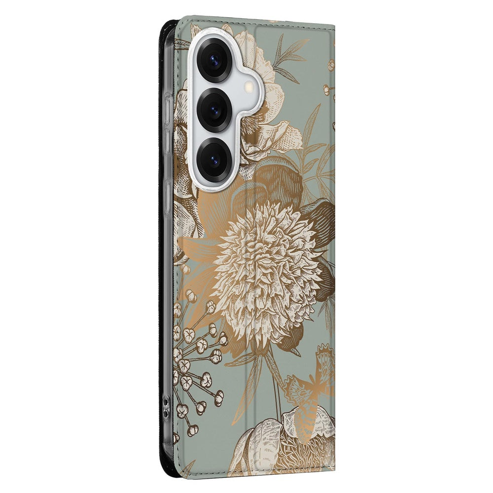 Samsung Galaxy S26 Plus Bookcase Vintage Bird Flowers Vooraanzicht.