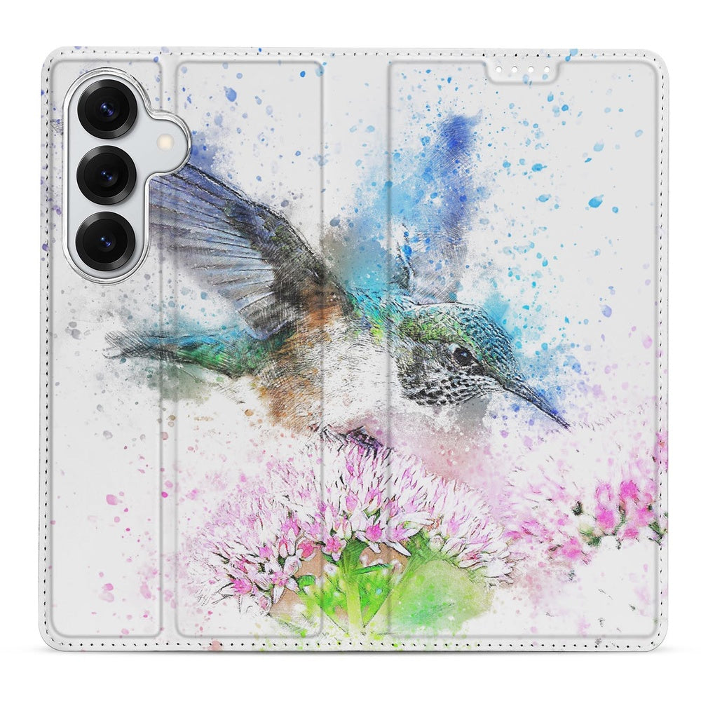Samsung Galaxy S26 Plus Standcase Hoesje Vogel Vogelontwerp bloemen vooraanzicht.