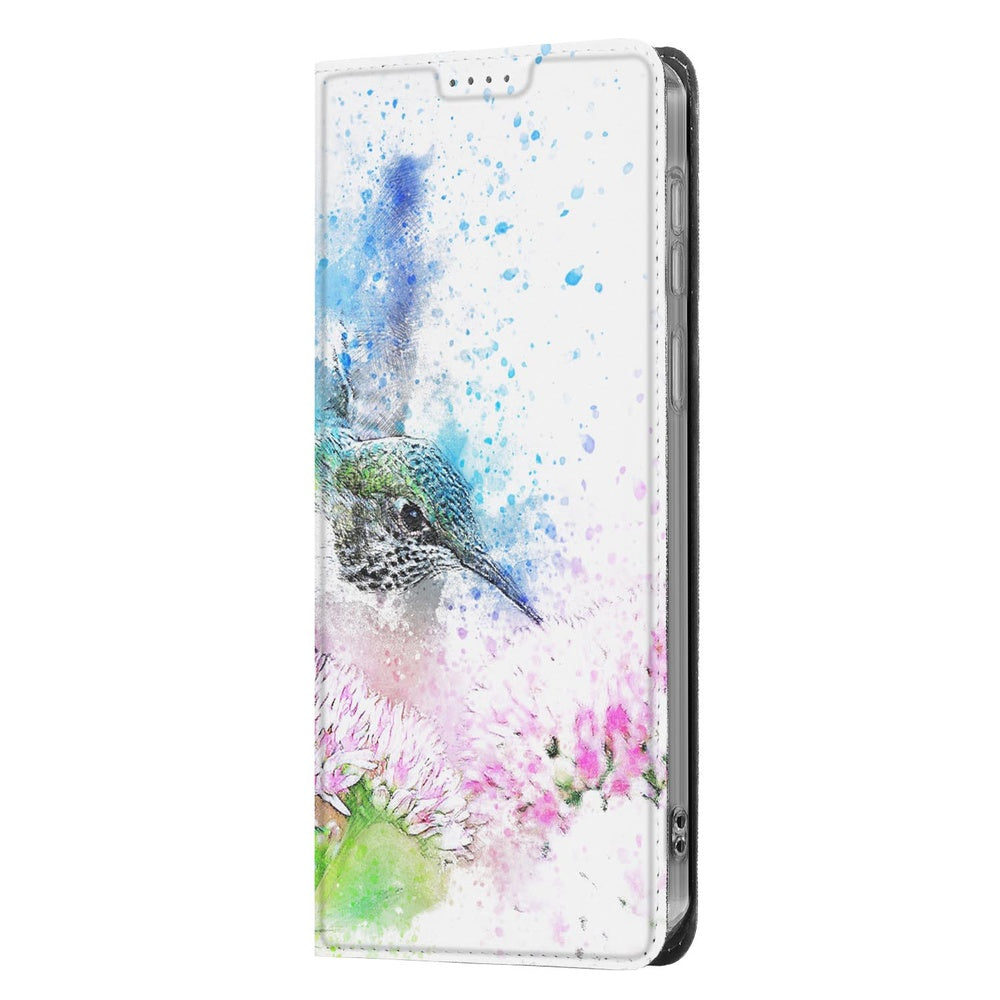 Samsung Galaxy S26 Plus Standcase Hoesje Vogel Vogel ontwerp op witte achtergrond zijkant.