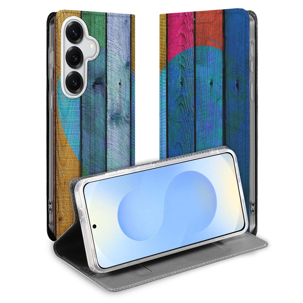 Samsung Galaxy S26+ Smart Cover Hoesje Wood Heart hoesje vooraanzicht.