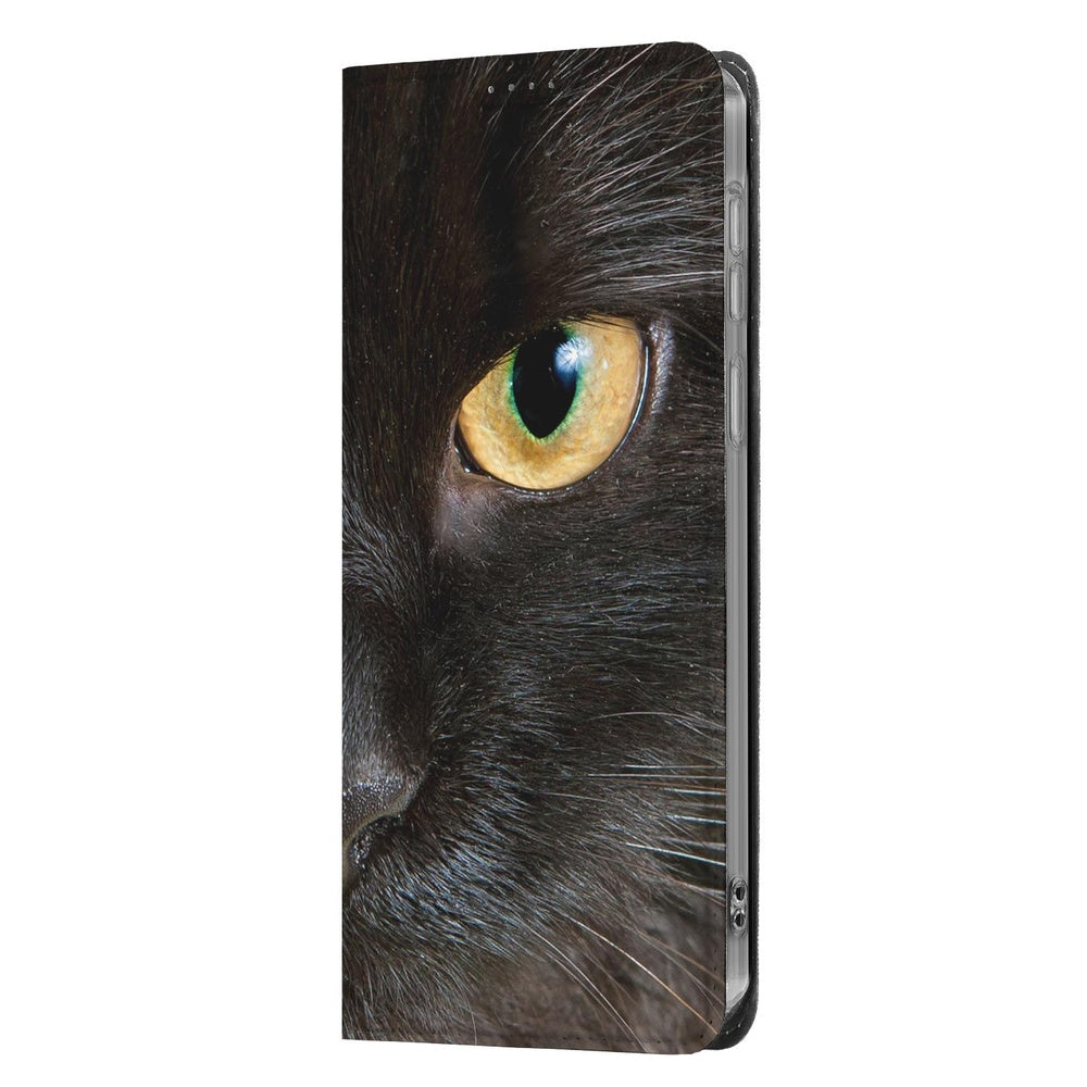 Samsung Galaxy S26+ Book Case Hoesje Zwarte Kat Zwarte kat print zijkant.