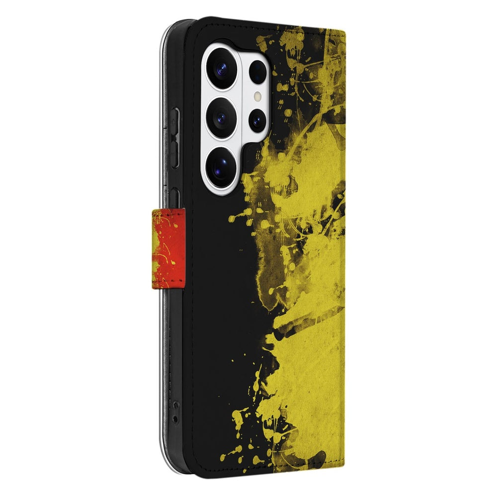 Samsung Galaxy S26 Ultra Bookstyle Hoesje Belgische Vlag Portemonnee Hoesje zijaanzicht.