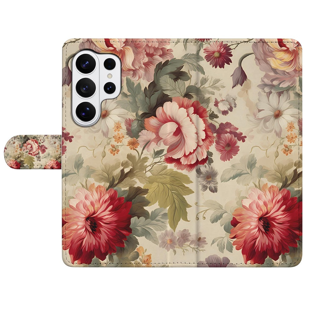 Samsung Galaxy S26 Ultra Portemonnee Hoesje Bloemenprint Vooraanzicht.