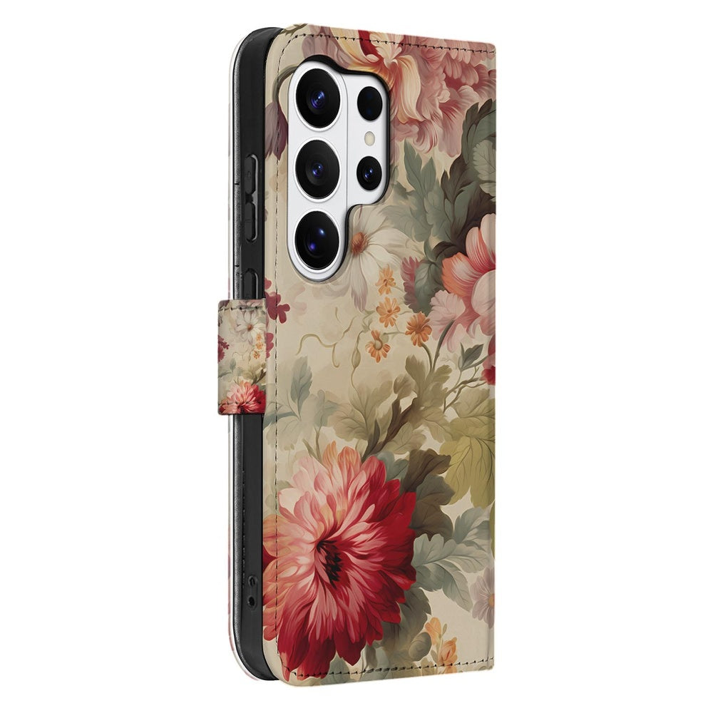 Samsung Galaxy S26 Ultra Portemonnee Hoesje Bloemenprint Vooraanzicht.