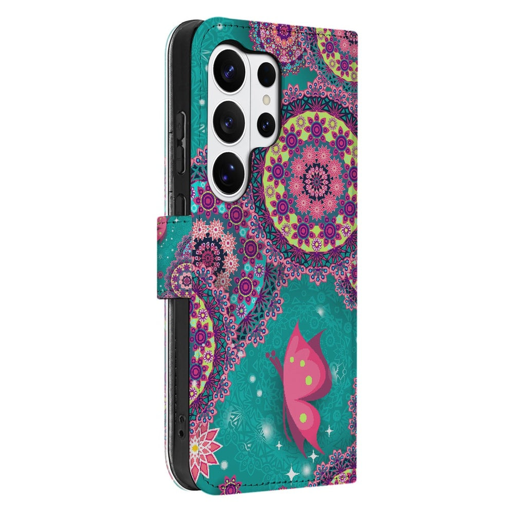 Samsung Galaxy S26 Ultra Bookstyle Hoesje Met Pasjes Cirkels en Vlinders met Magnetische sluiting