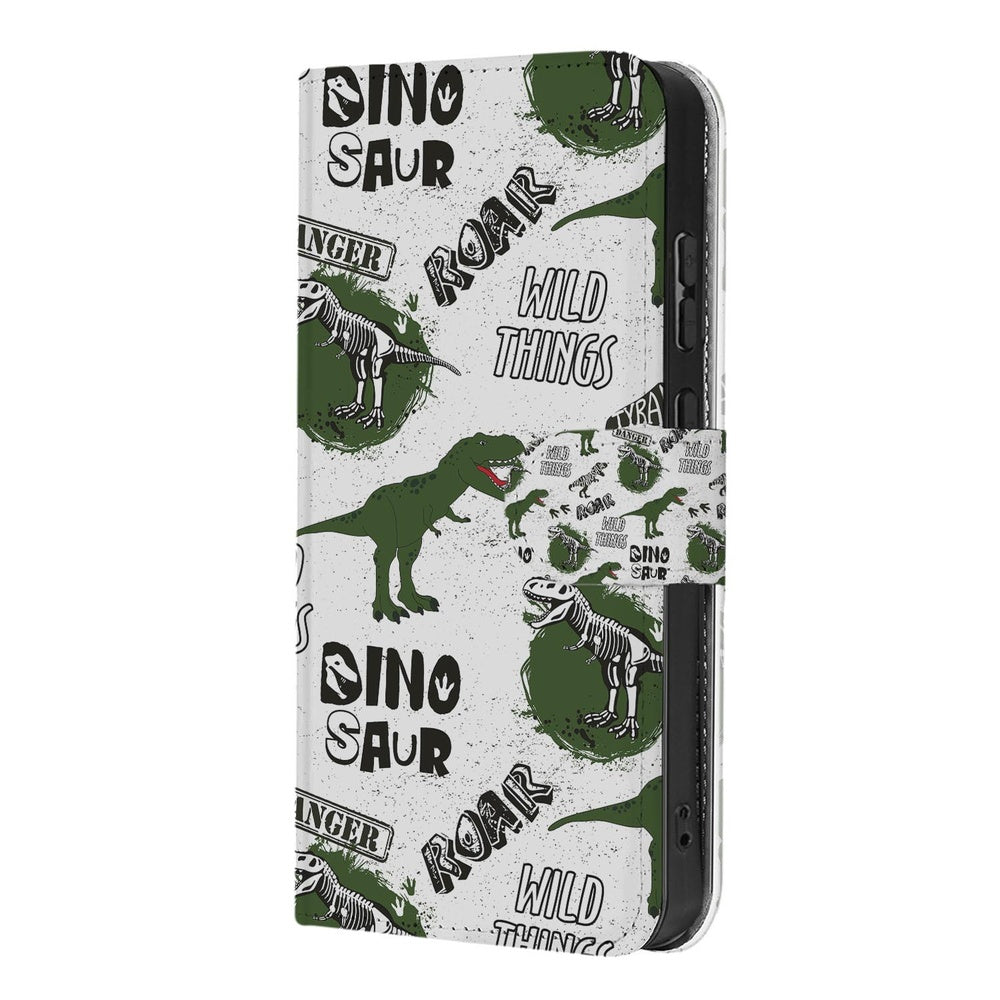 Samsung Galaxy S26 Ultra Portemonnee Hoesje Met Pasjes Dino Print Portemonnee Hoesje met speelse dinosaurusprint