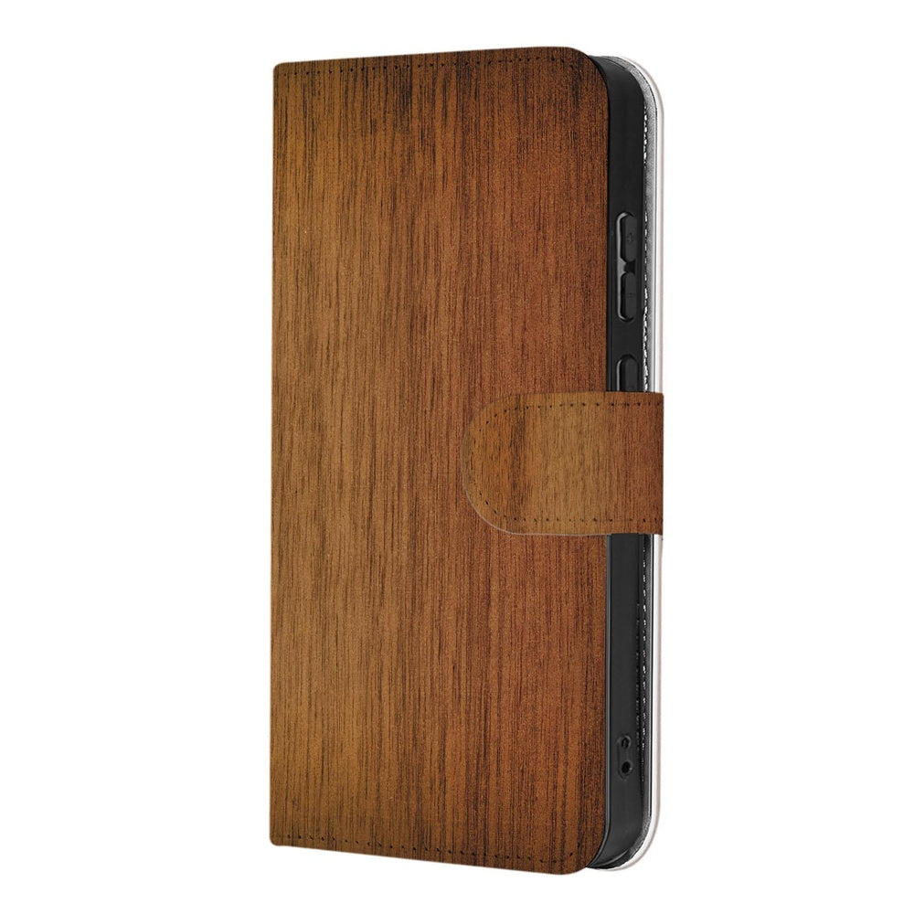 Samsung Galaxy S26 Ultra Book Case Donker Hout met Magnetische sluiting, stijlvolle en stevige bescherming voor je telefoon.