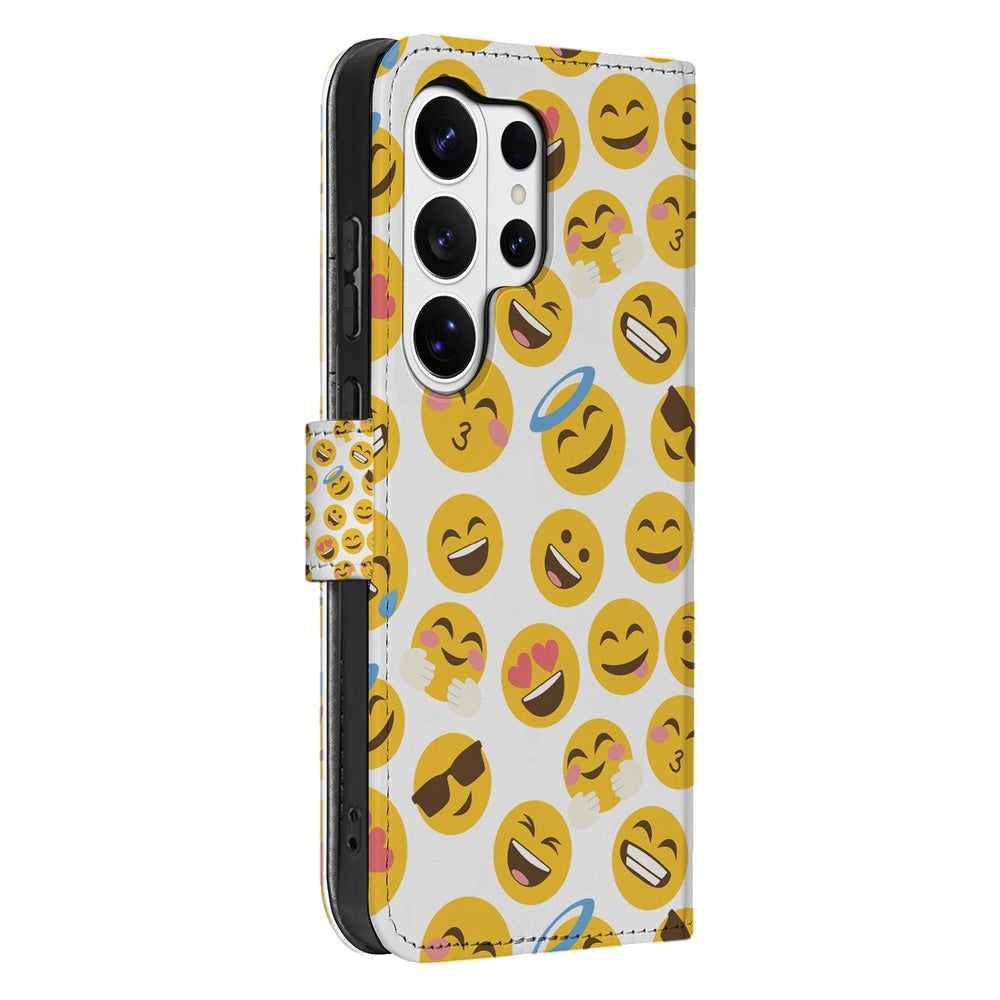 Book Case Samsung Galaxy S26 Ultra Meerkleurig Emoji met Pasjeshouder met vrolijke emoji-print
