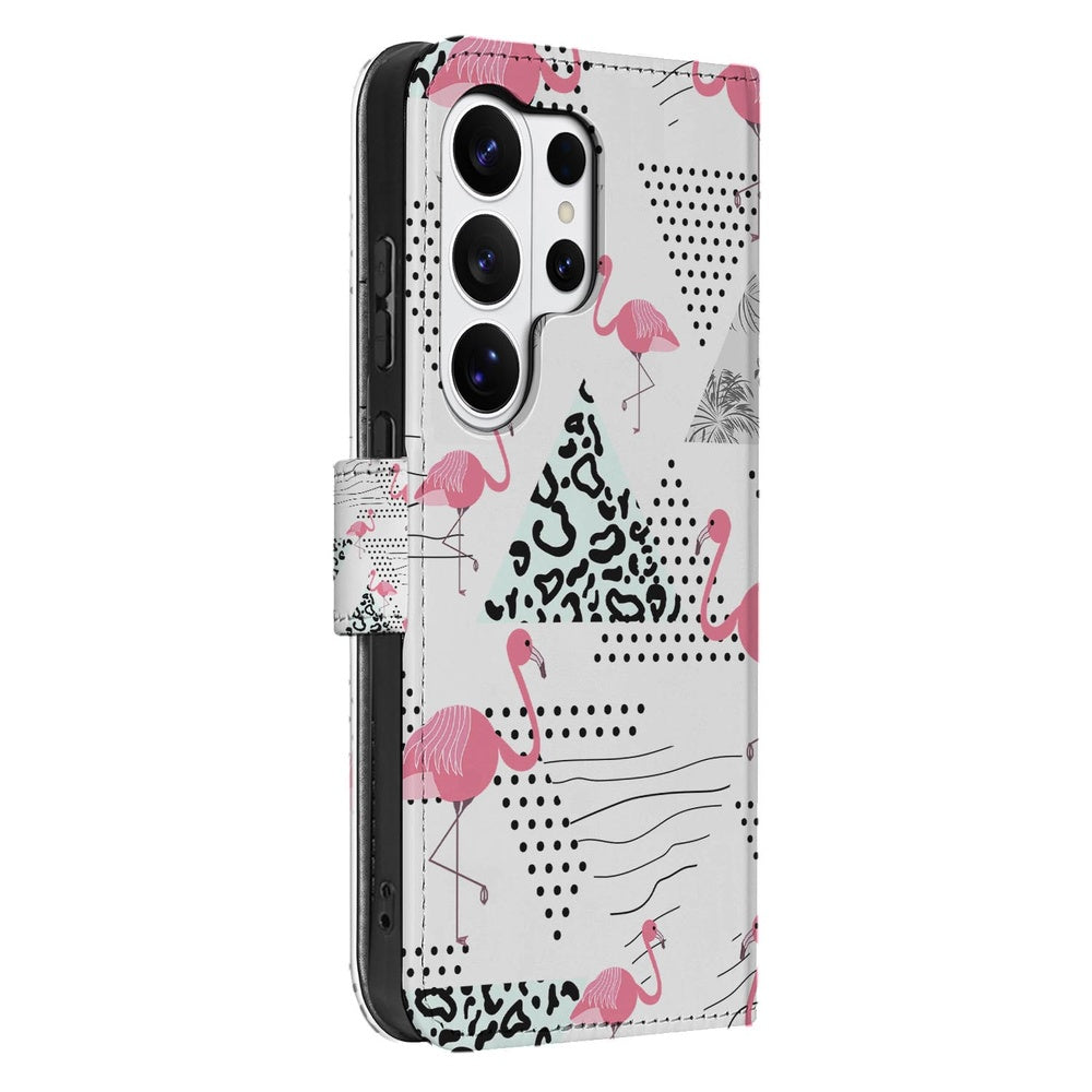 Telefoonhoesje Samsung Galaxy S26 Ultra Flamingo Triangle met Magnetische sluiting in speels design