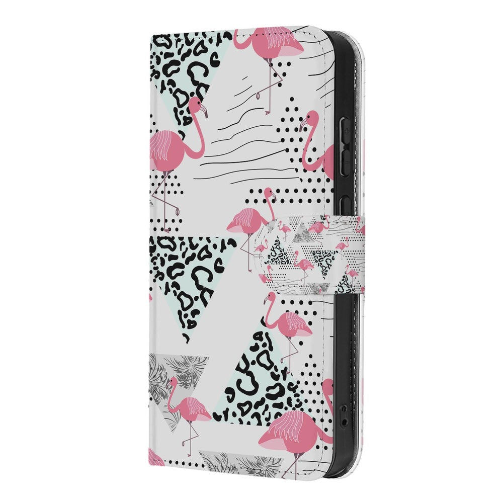 Telefoonhoesje Samsung Galaxy S26 Ultra Flamingo Triangle met Magnetische sluiting - speels design met flamingo's.