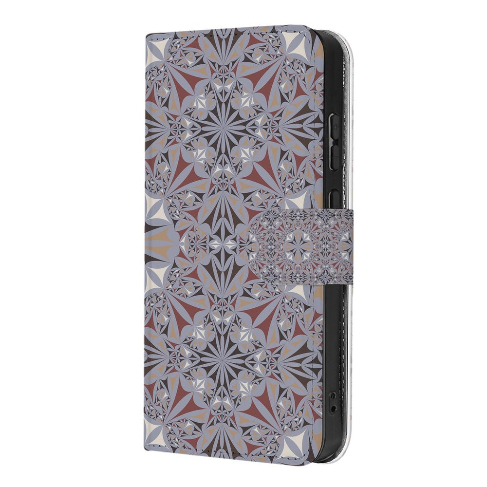 Book Case Samsung Galaxy S26 Ultra Bloemenpatroon met Pasjeshouder in kunstzinnige design met retro tegelmotief.