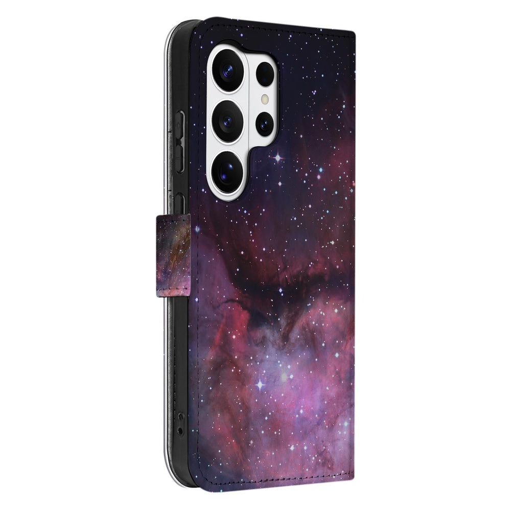 Book Case Hoes Samsung Galaxy S26 Ultra Heelal Design met Magnetische sluiting in paars-galaxy patroon