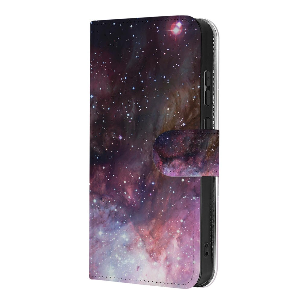 Book Case Hoes Samsung Galaxy S26 Ultra Heelal Design met Magnetische sluiting in paars-galaxy patroon.