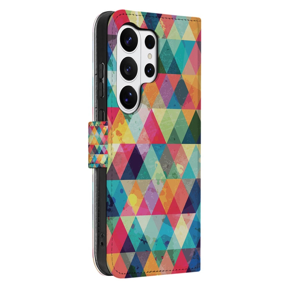Telefoonhoesje Samsung Galaxy S26 Ultra Geruit met Pasjeshouder in kleurvol ruitpatroon